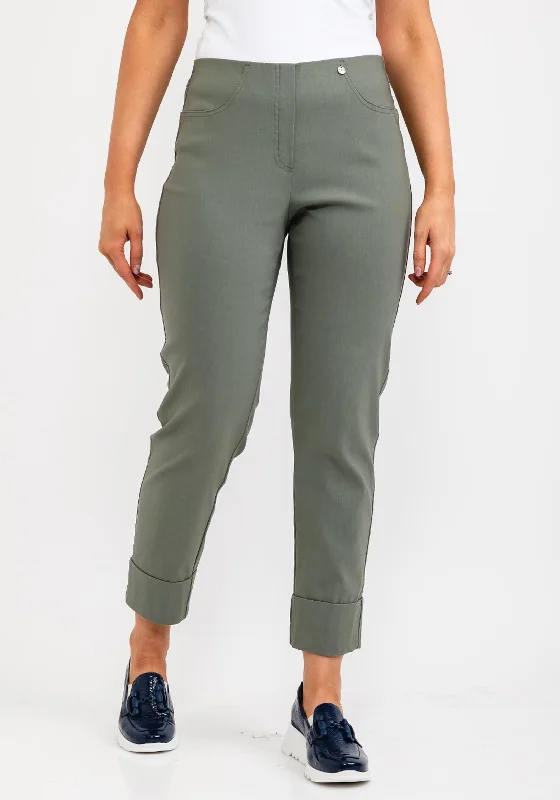 Robell Bella 09 Turn Up Ankle Grazer Trousers, Ivy Green