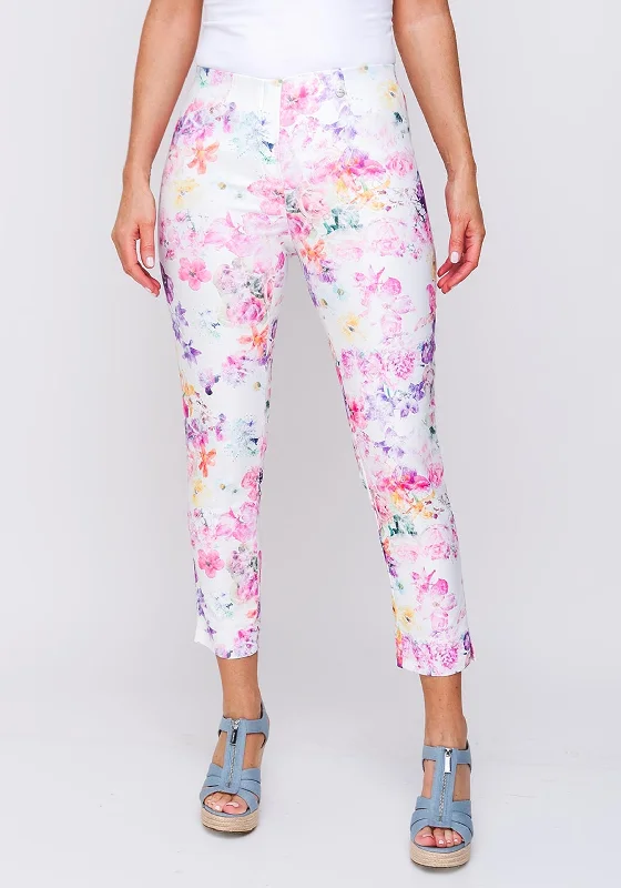 Robell Rose 09 Floral Print Super Slim Capri Trouser, Multi