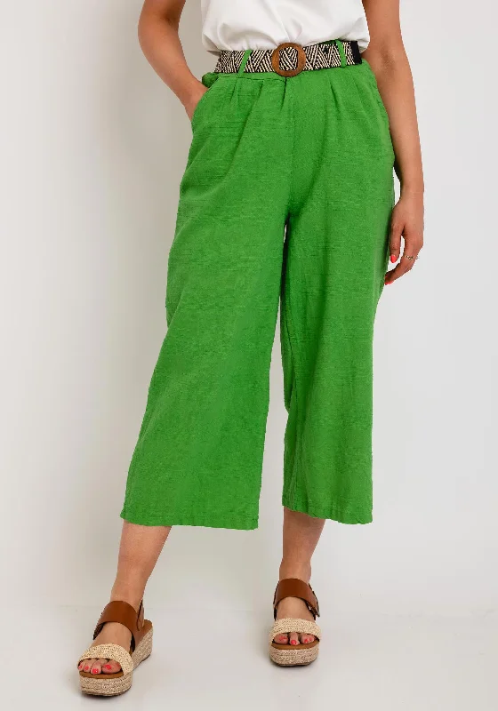 The Serafina Collection One Size Wide Leg Crop Trouser, Green