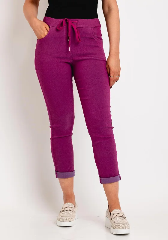 D.E.C.K by Decollage Drawstring Waist Slim Leg Trouser, Magenta