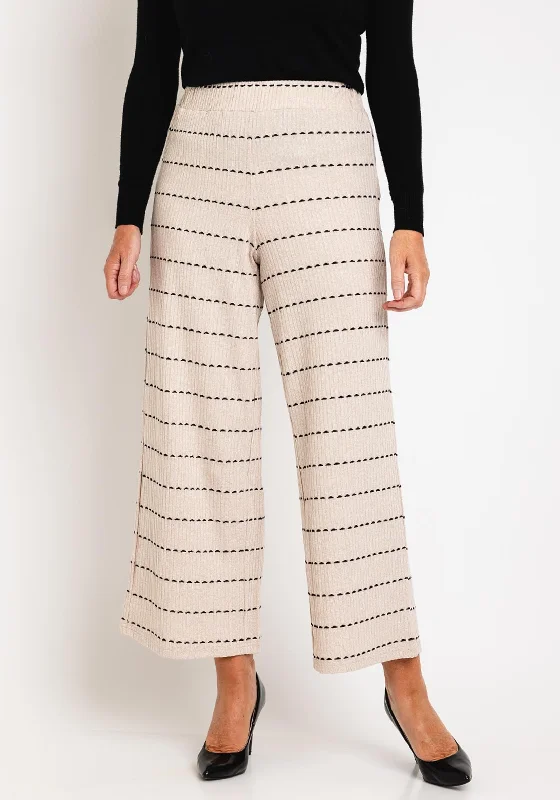 Ever Sassy Stitch Stripe Ribbed Wide Trouser, Beige