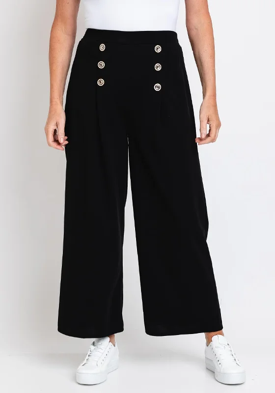 The Serafina Collection One Size Wide Leg Crop Trousers, Black