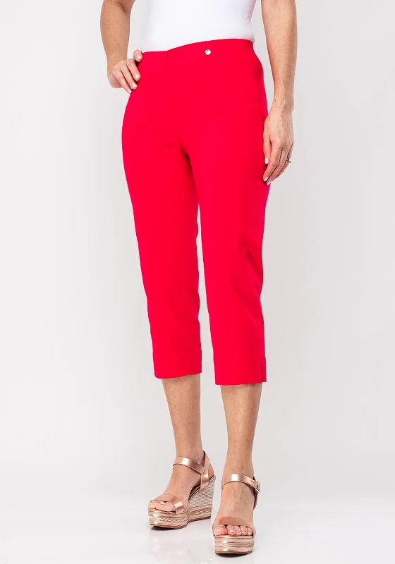 Robell Marie 07 Stretch Crop Trousers, Coral Pink