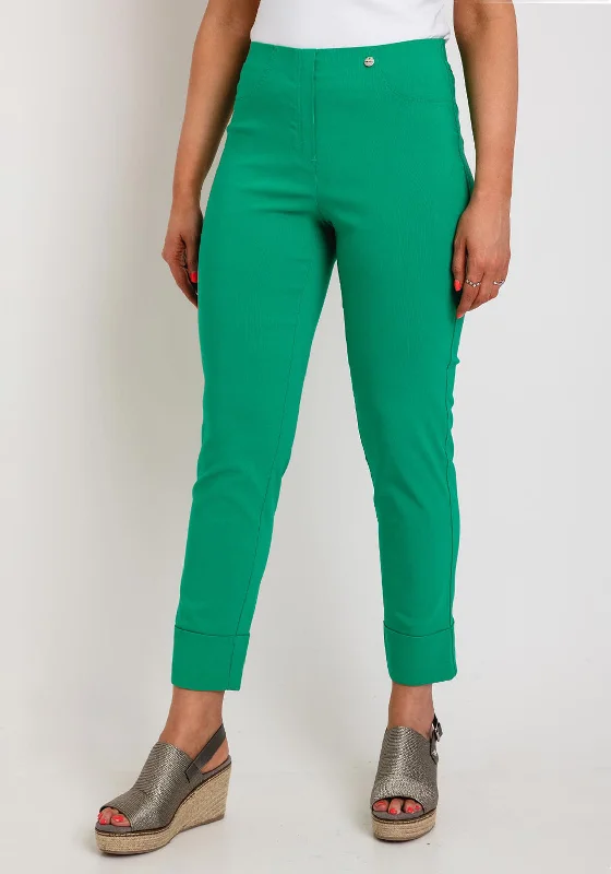 Robell Bella 09 Turn Up Ankle Grazer Trousers, Green