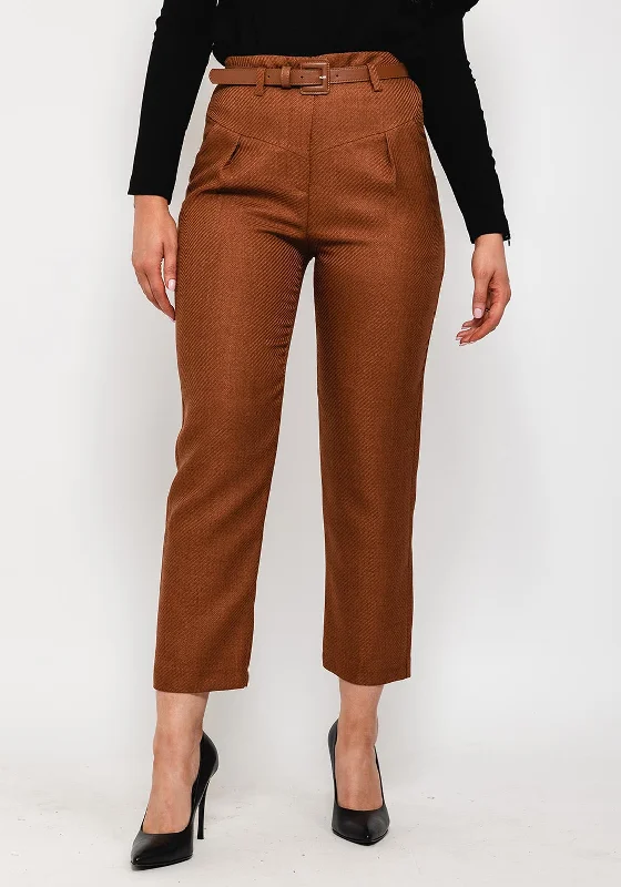 Exquise Woven Slim Leg Trousers, Tan