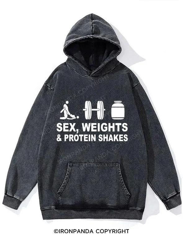 SEX WEIGHTS & PROTEIN Washed Gym Hoodie