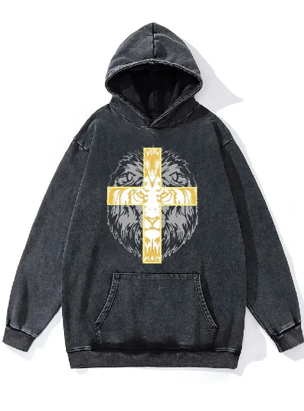 cross lion Washed Gym Hoodie