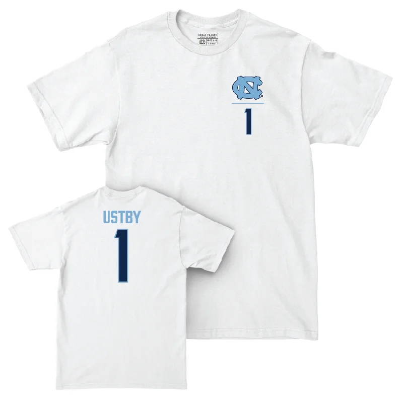 UNC Women's Basketball White Logo Comfort Colors Tee - Alyssa Ustby