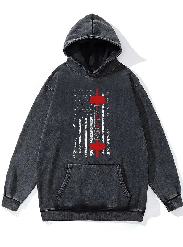 FREEDOM 2024 BARBELL FLAG Washed Gym Hoodie