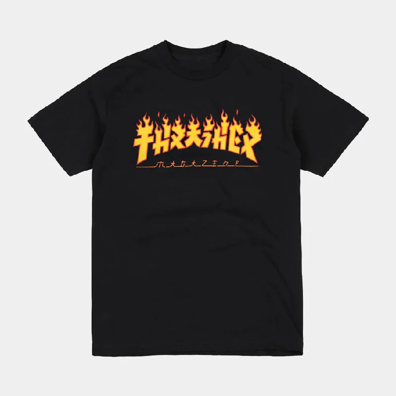 THRASHER GODZILLA FLAME LOGO TEE - BLACK