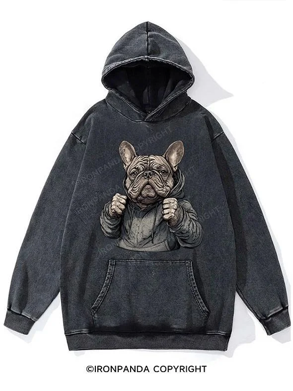 Boxing bulldog Washed Gym Hoodie