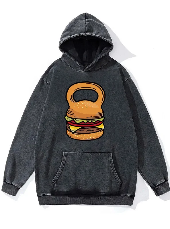 burger kettlebell Washed Gym Hoodie