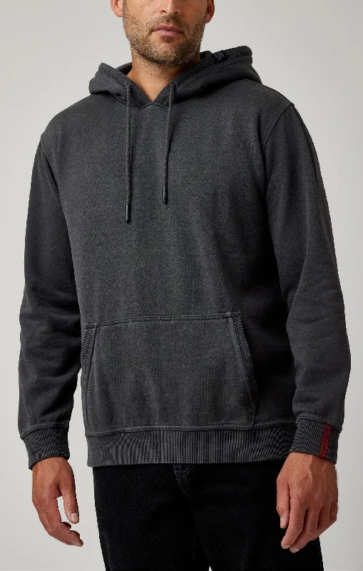 Black Solid Garment Washed Hoodie