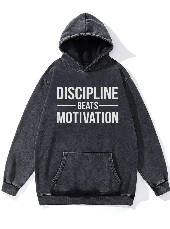 DISCIPLINE BEATS MOTIVATION Washed Gym Hoodie