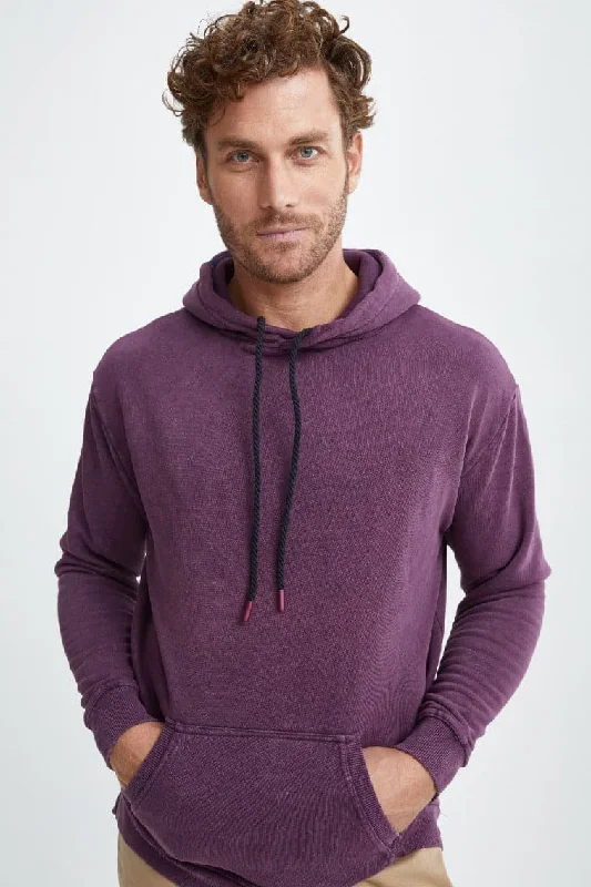 Deep Plum Fleece Acid Wash Hoodie