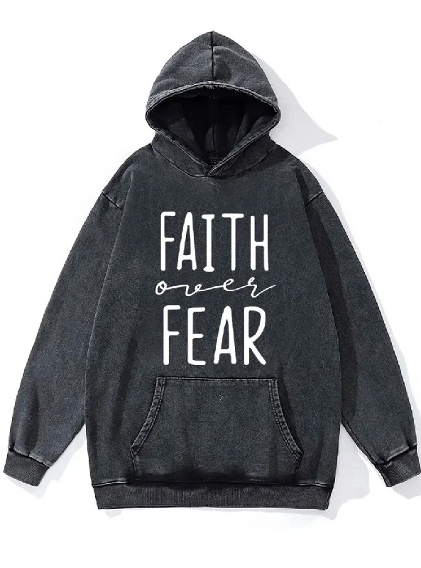 faith over fear Washed Gym Hoodie