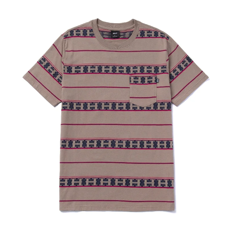 HUF PALISADES STRIPE S/S KNIT TOP // WALNUT