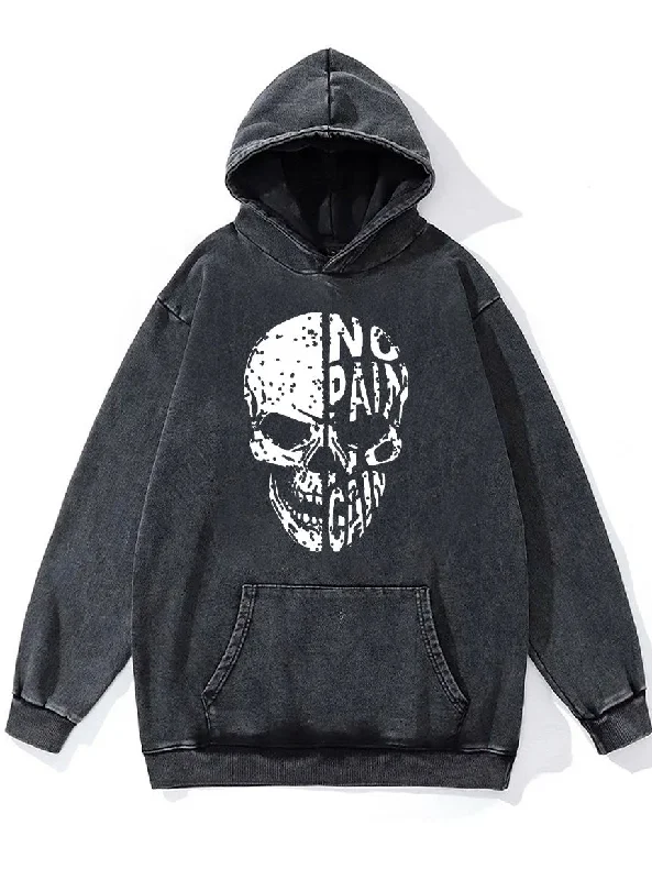 NO PAIN NO GAIN SKULL FACE Washed Gym Hoodie