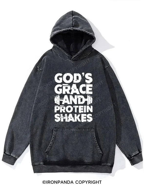 god's grace and protein shake Washed Gym Hoodie