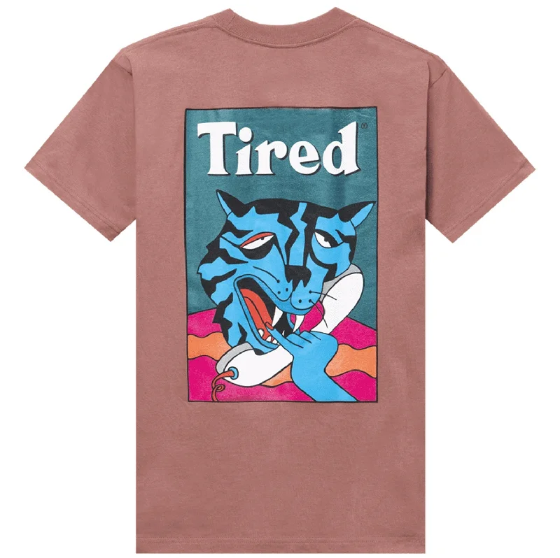 TIRED CAT CALL TEE -  BRICK