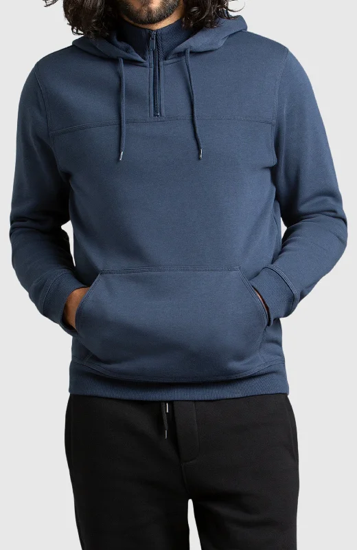 Blue Half-Zip Fleece Hoodie