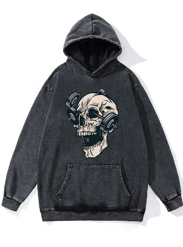 barbell skull Washed Gym Hoodie