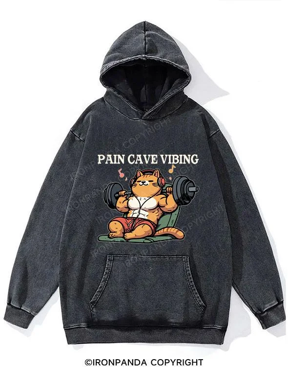 Pain cave vibing Washed Gym Hoodie