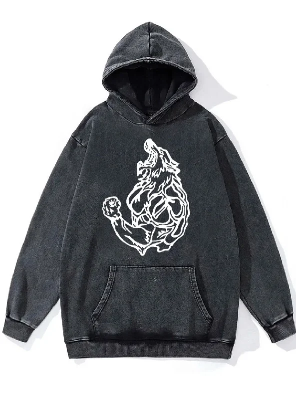 muscle wolf Washed Gym Hoodie