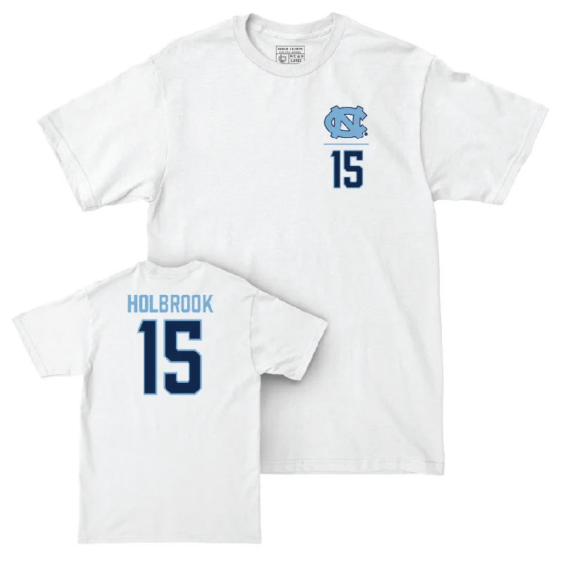 UNC Men's Basketball White Logo Comfort Colors Tee  - John Holbrook