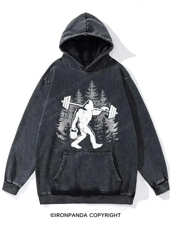 Bigfoot Weight Lifting Washed Gym Hoodie