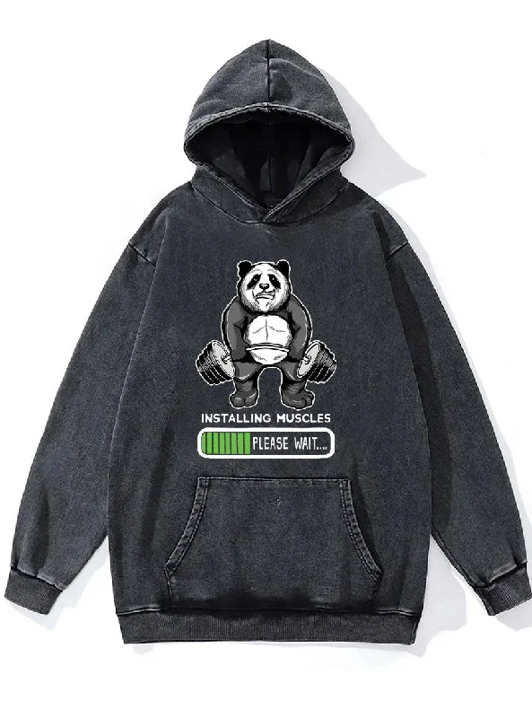 PANDA INSTALLING MUSCLE Washed Gym Hoodie