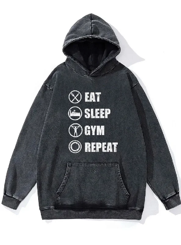 eat sleep gym repeat Washed Gym Hoodie