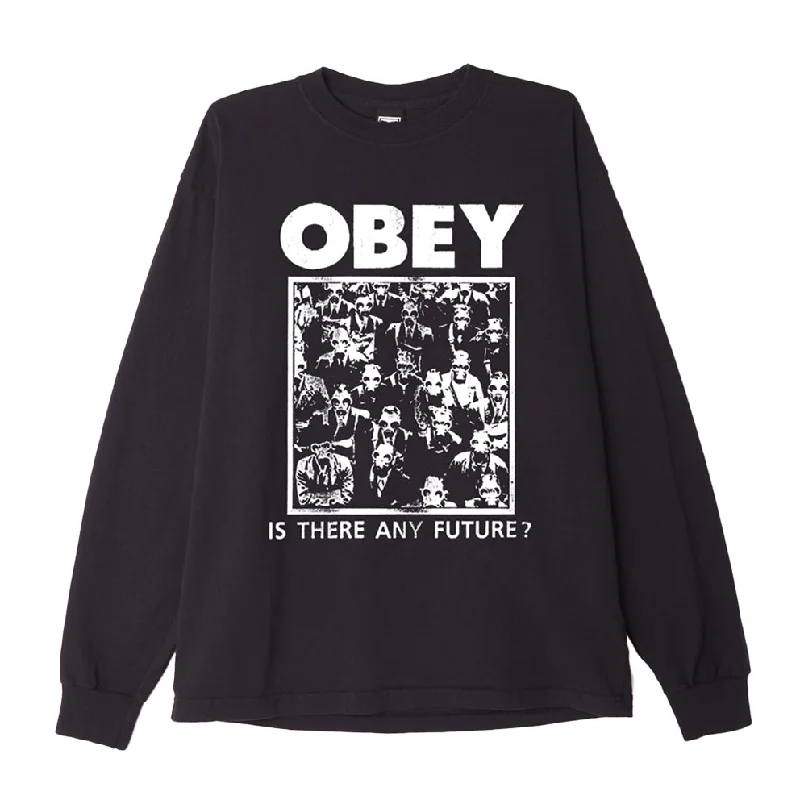 OBEY IS THERE ANY FUTURE L/S TEE // OFF BLACK