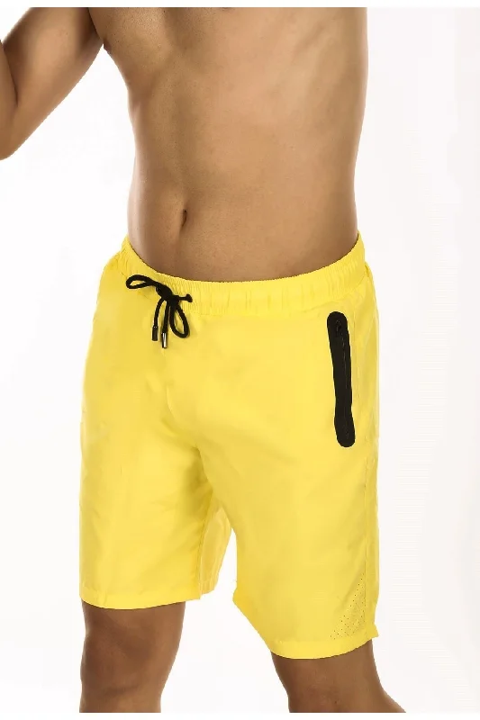 Men's Yellow Two Pocket Marine Shorts